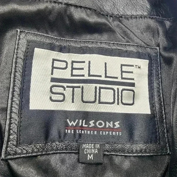Vintage Pelle Studio Wilsons Leather Full Zip Black Leather Jacket Women's M - Picture 7 of 11
